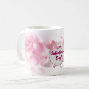 Taza De Café Elegante El día de San Valentín floral rosa