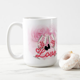 Taza De Café Elegante El día de San Valentín floral rosa