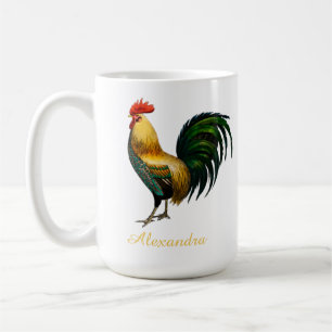 Taza De Café Elegante empresa de gallinas de gallos coloridos y