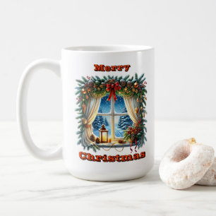 Taza De Café Elegante Encanto de la Ventana Festividad