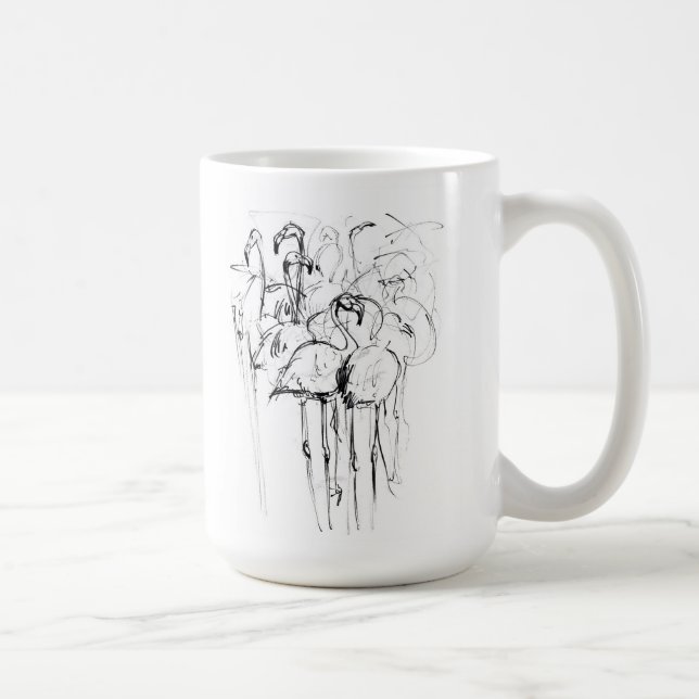 Taza De Café Elegante Esbozo de Reloj Flamingo (Derecha)