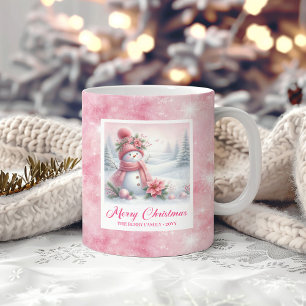 Taza De Café Elegante escena de Navidad con muñeco de nieve ros