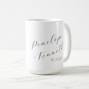 Taza De Café Elegante escritura de caligrafía blanca boda perso