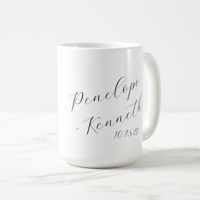 Taza De Café Elegante escritura de caligrafía blanca boda perso (Anverso derecho)