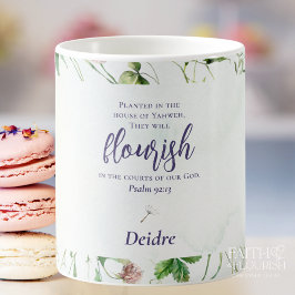 Taza De Café Elegante Escritura de Flor Silvestre Personalizada