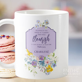Taza De Café Elegante escritura floral pastel versículo persona
