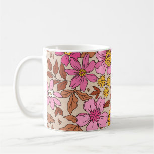 Taza De Café Elegante estampado floral en pequeñas manos dibuja