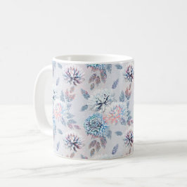 Taza De Café Elegante estampado floral retro.