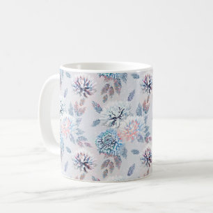 Taza De Café Elegante estampado floral retro.