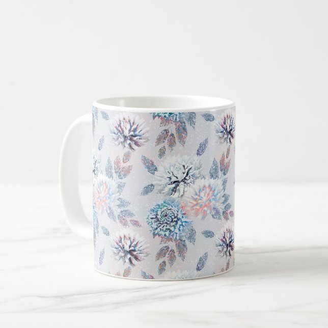 Taza De Café Elegante estampado floral retro. (Anverso izquierdo)