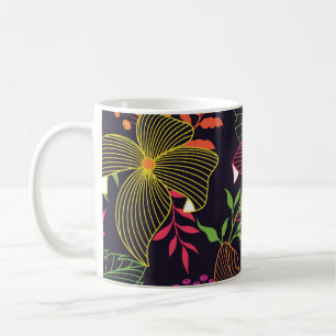 Taza De Café Elegante estampado floral sin fisuras, diseño artí