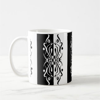 Taza De Café Elegante estilo Harlequin negro y blanco abstracto