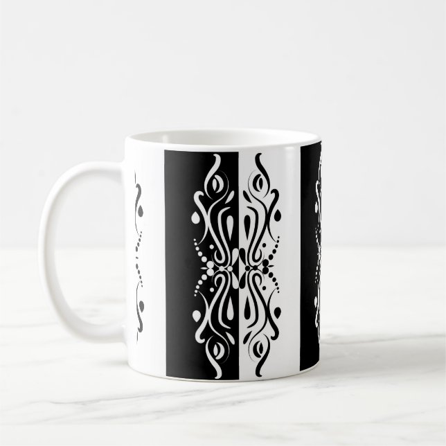 Taza De Café Elegante estilo Harlequin negro y blanco abstracto (Izquierda)