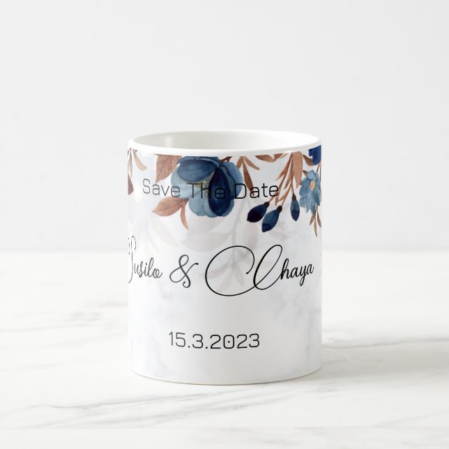 Taza De Café elegante estilo moderno Royal Blue Rustic. (Centro)