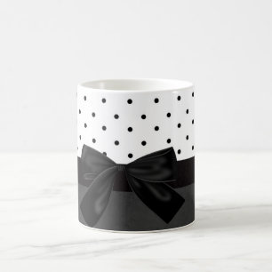 Taza De Café Elegante estilo negro, puntos de polka blanco-negr