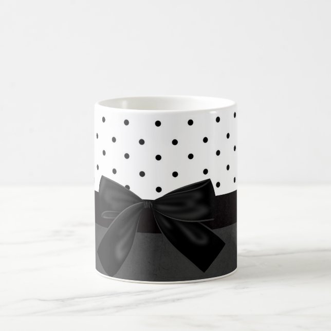 Taza De Café Elegante estilo negro, puntos de polka blanco-negr (Centro)