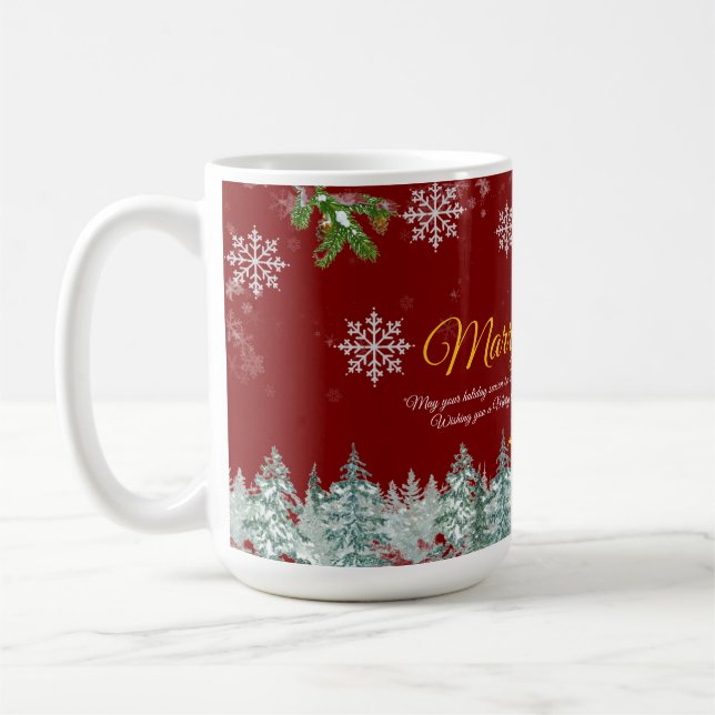 Taza De Café Elegante estilo rústico Oro Feliz Navidad (Izquierda)