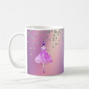 Taza De Café Elegante Estiloso Brillante Diamantes Bailarina