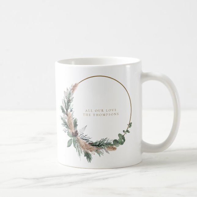 Taza De Café Elegante Eucalyptus Pampas Navidades de Grass Wrea (Derecha)
