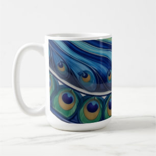 Taza De Café Elegante Feather Peacock Mandala