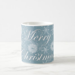 Taza De Café Elegante Feliz Navidad Café Azul y Blanco
