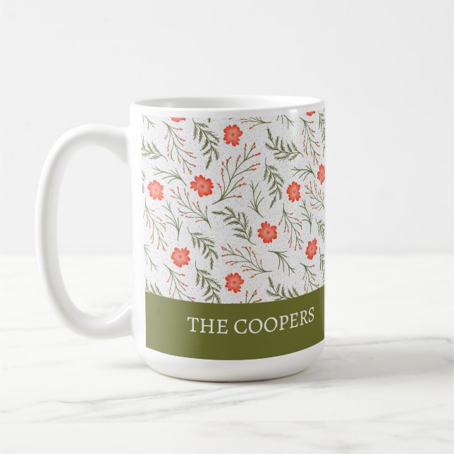 Taza De Café Elegante feriado floral de invierno (Izquierda)