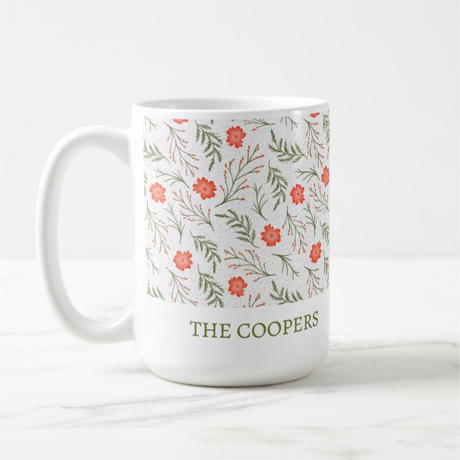Taza De Café Elegante feriado floral de invierno (Izquierda)