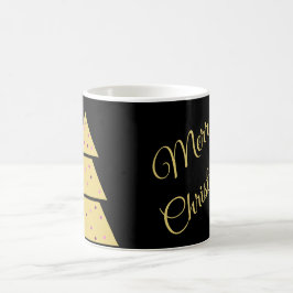 Taza De Café Elegante Fiesta Navideña en Negro y Dorado