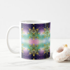 Taza De Café Elegante fiesta verde rosa violeta Estrellas de co