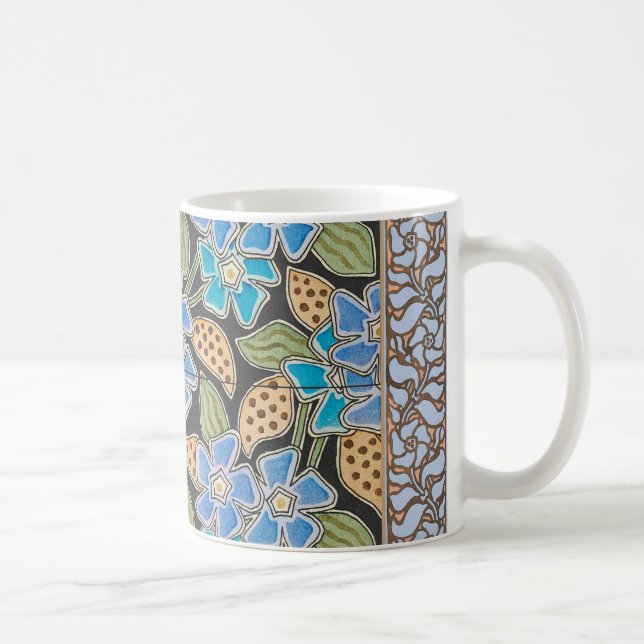 Taza De Café Elegante Flor Azul Periwinkle Floral Clásico (Derecha)