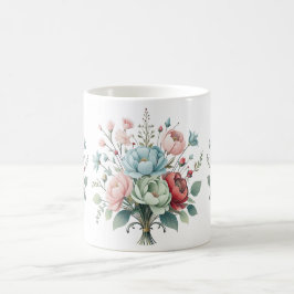 Taza De Café Elegante Flor envuelta Bouquet Suave Colores Paste