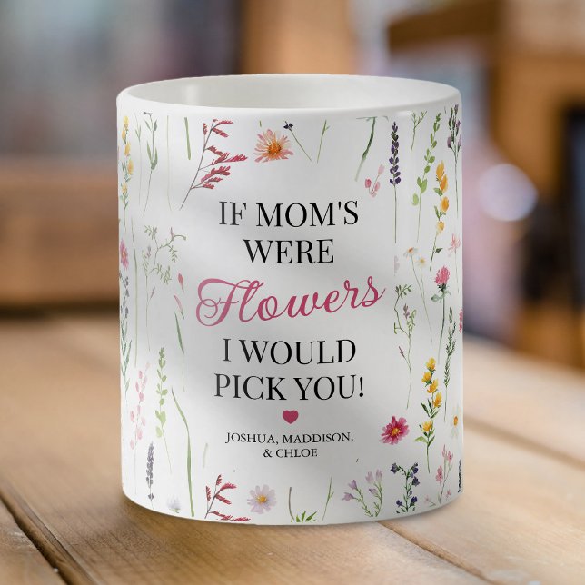 Taza De Café Elegante Flor silvestre elige a tu mamá (Subido por el creador)