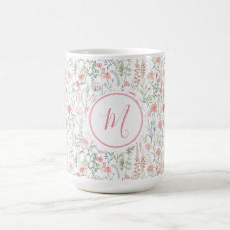 Taza De Café Elegante Flor Silvestre Rosa Verde Preppy Personal