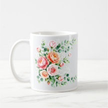 Elegante Flora de Peonía Rosa y Rosa Melocotón en 