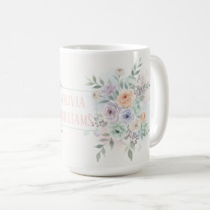 Taza De Café Elegante Floral Acuarela