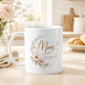 Taza De Café Elegante Floral Acuarela Mamá Un Amor Sin Igual