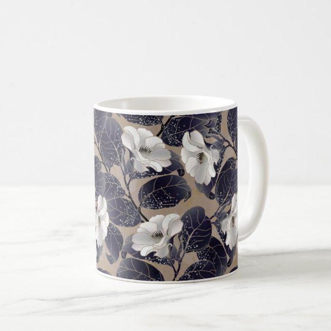 Taza De Café Elegante floral blanca (Anverso derecho)