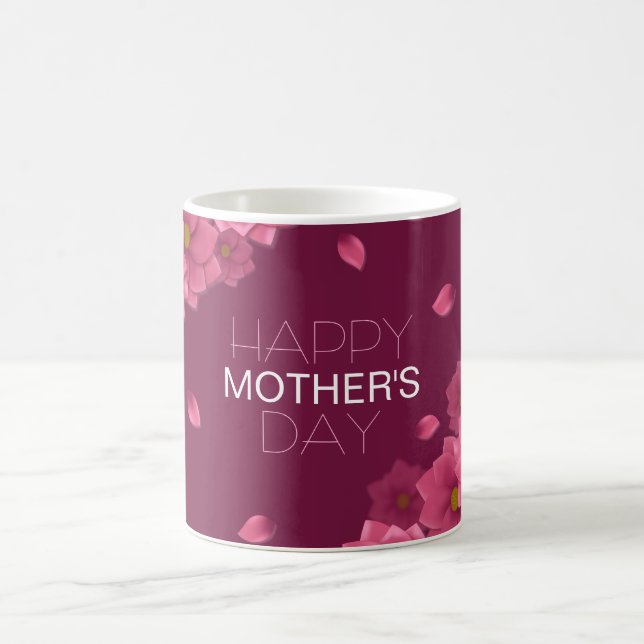 Taza De Café Elegante Floral feliz Día de la Madre | Café Mug (Centro)
