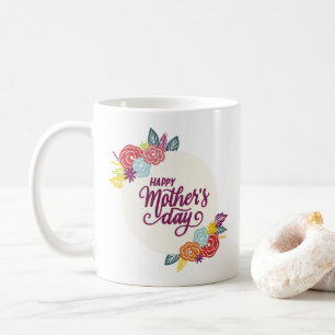 Taza De Café Elegante Floral feliz Día de la Madre   Café Mug