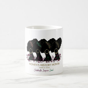 Taza De Café Elegante Floral Mes de la Historia de la Mujer Neg