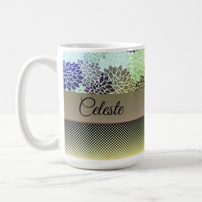 Taza De Café Elegante floral personalizada (Izquierda)