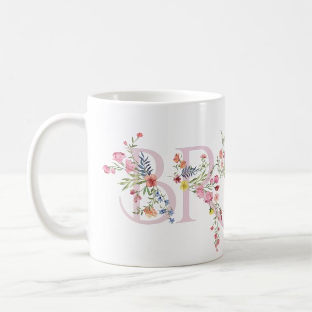 Taza De Café elegante floral primavera rosa DESPEDIDA DE SOLTER (Izquierda)