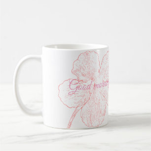 Taza De Café Elegante Floral Rosa Buenos Días Bella