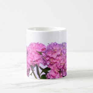 Taza De Café Elegante floral rosa púrpura hidrangeas