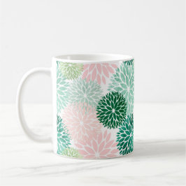 Taza De Café Elegante floral verde rosa de Dahlia