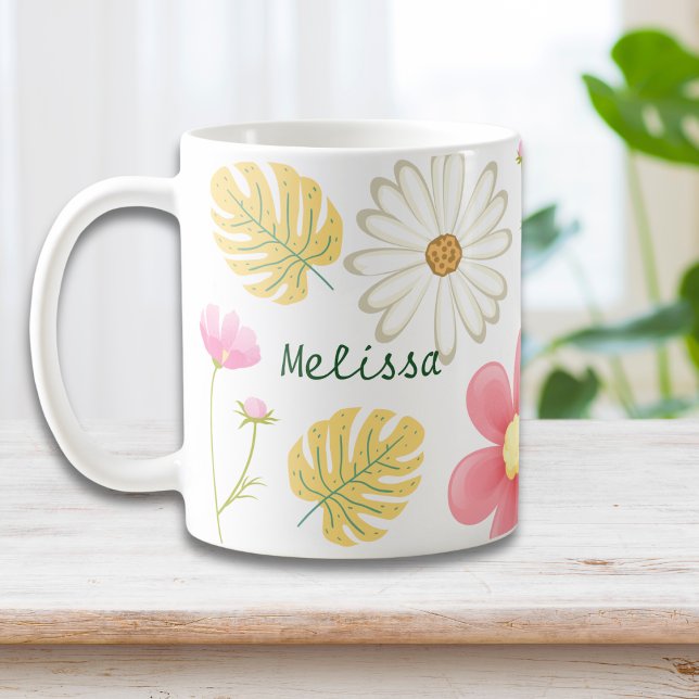 Taza De Café Elegante floral verde rosa verde (Subido por el creador)