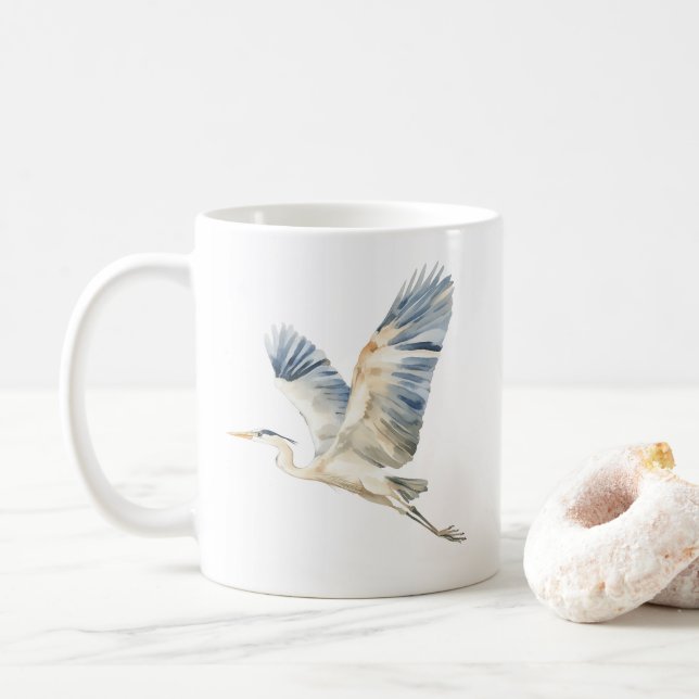 Taza De Café Elegante Flying Blue Herons White (Con donut)