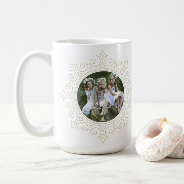 Taza De Café Elegante foto de festividad de copo de nieve (Con donut)
