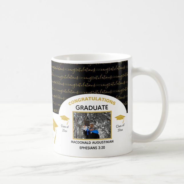 Taza De Café Elegante foto de graduación de oro negro (Derecha)
