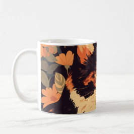 Taza De Café Elegante gato calico en jardín floral